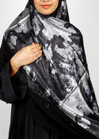 BeingMuslims Metallic Velvet Satin Luxury Hijab Black & Silver Pack of 10