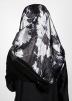 BeingMuslims Metallic Velvet Satin Luxury Hijab Black & Silver Pack of 10