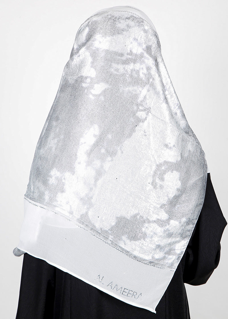 BeingMuslims Metallic Velvet Satin Luxury Hijab White & Gold Pack of 10