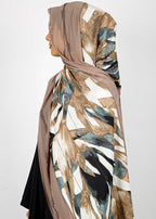 BeingMuslims Marble Print SeaFoam Satin Luxury Hijab White & Brown Pack of 10