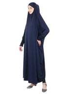 Smooth Navy Blue Jersey Full Body Jilbab Prayer Set Navy Blue