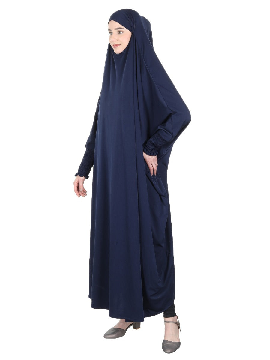 Smooth Navy Blue Jersey Full Body Jilbab Prayer Set Navy Blue