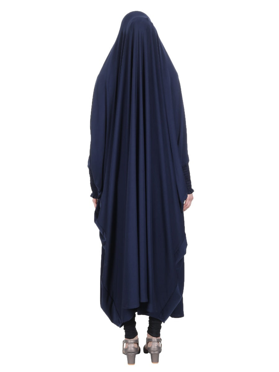 Smooth Navy Blue Jersey Full Body Jilbab Prayer Set Navy Blue