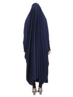 Smooth Navy Blue Jersey Full Body Jilbab Prayer Set Navy Blue