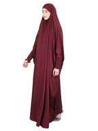 Smooth Maroon Jersey Full Body Jilbab Prayer Set Maroon