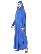 Smooth Royal Blue Jersey Full Body Jilbab Prayer Set Blue