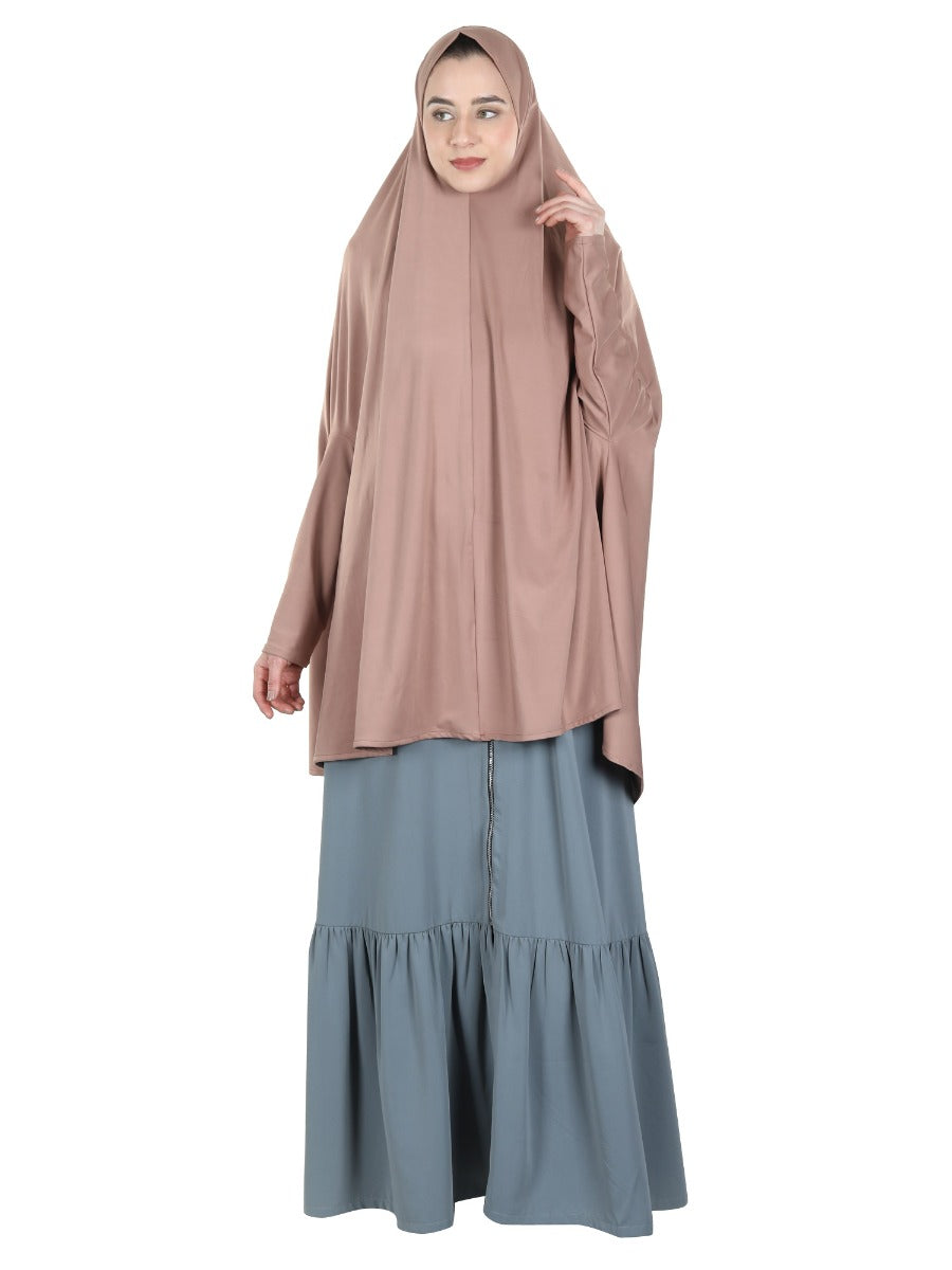 Stylish Brown Khimar with sleeves Brown