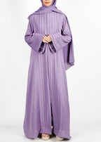 BeingMuslims Cascade Pleated Elegant Abaya Violet