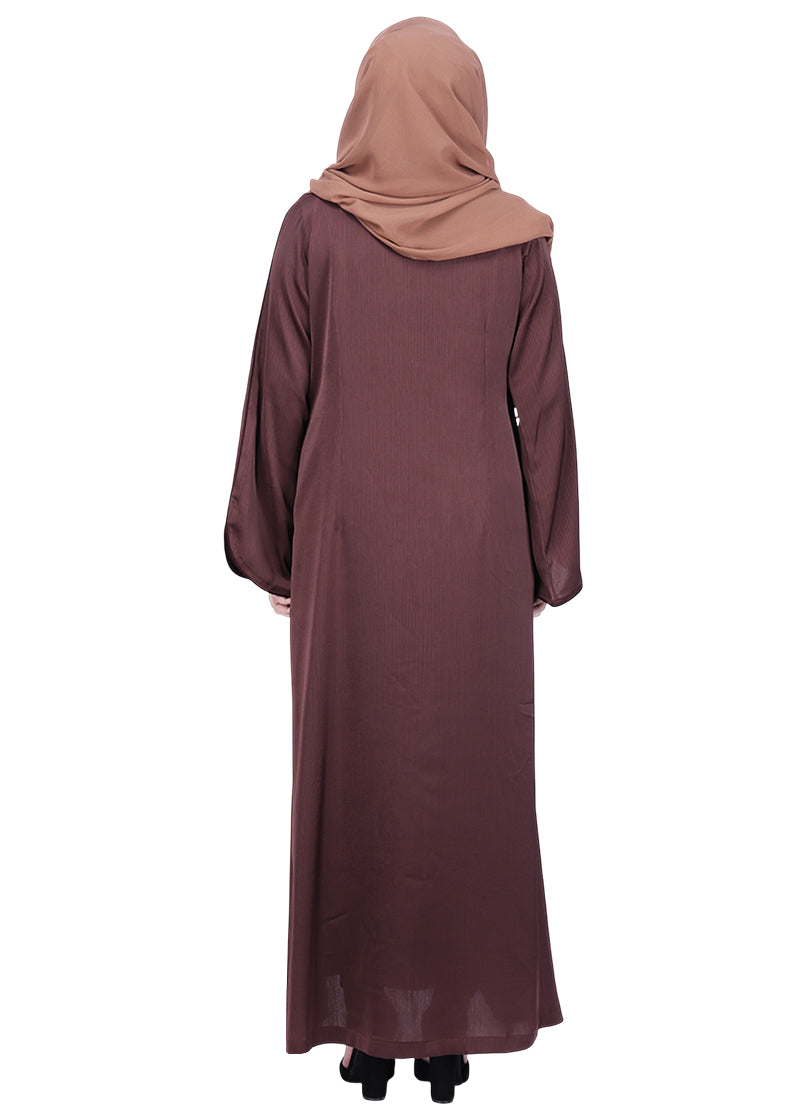 Being Muslims Minimalist Piping Abaya Dark Brown