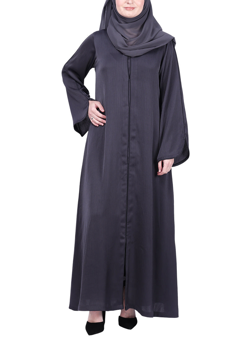 Being Muslims Minimalist Piping Abaya Dark Grey