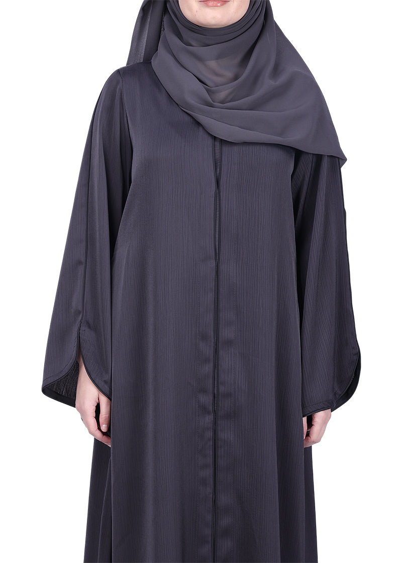 Being Muslims Minimalist Piping Abaya Dark Grey