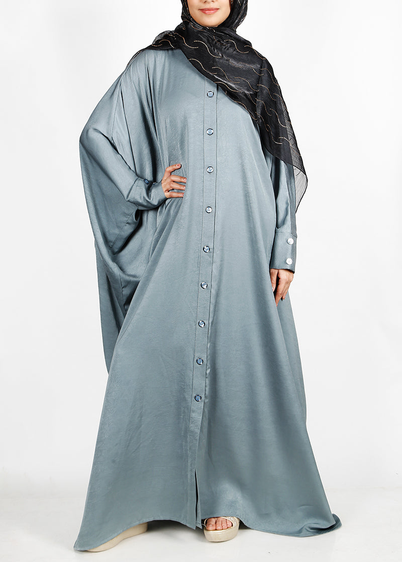 Being Muslims Batwing Button Down Kaftan Gray