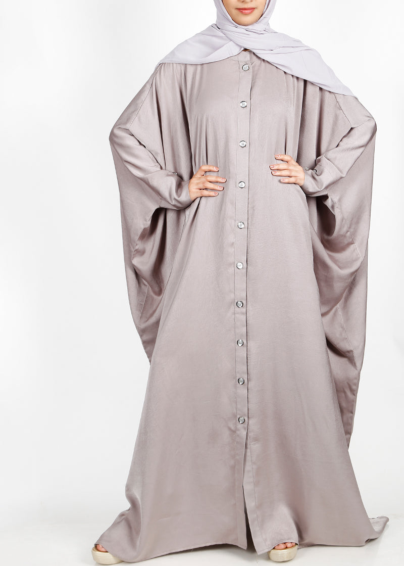 Being Muslims Batwing Button Down Kaftan Silver Grey