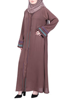 Being Muslims Multi Colored Layered Sleeves Abaya Brown