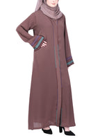 Being Muslims Multi Colored Layered Sleeves Abaya Brown