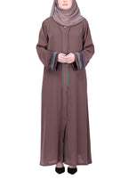 Being Muslims Multi Colored Layered Sleeves Abaya Brown