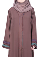 Being Muslims Multi Colored Layered Sleeves Abaya Brown