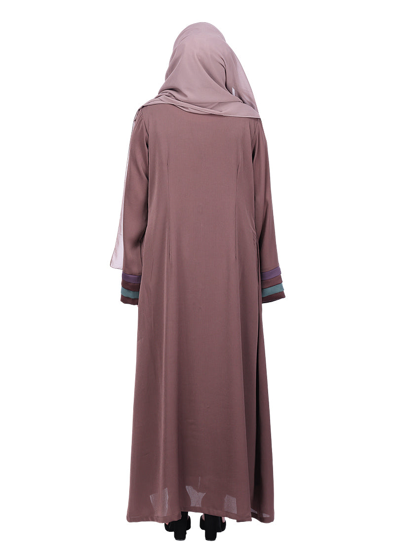 Being Muslims Multi Colored Layered Sleeves Abaya Brown