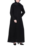 Being Muslims Intricate Embroidery Qatari Nida Abaya Black