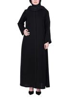 Being Muslims Intricate Embroidery Qatari Nida Abaya Black