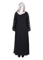 Being Muslims Contrast Sleeve Embroidery Qatari Nida Abaya Black