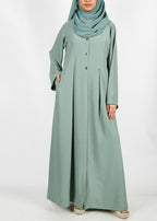 BeingMuslims button-front pleated flowy abaya Sage Green