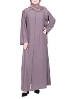 Being Muslims Sleek Abaya with Zipper and Pockets Dull Purple