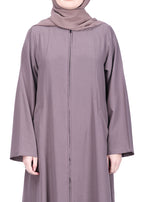 Being Muslims Sleek Abaya with Zipper and Pockets Dull Purple
