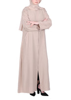Being Muslims Sleek Abaya with Zipper and Pockets Beige