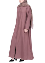 Being Muslims Sleek Abaya with Zipper and Pockets Burnish Brown