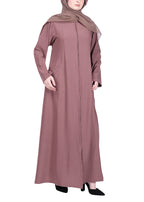 Being Muslims Sleek Abaya with Zipper and Pockets Burnish Brown