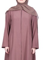 Being Muslims Sleek Abaya with Zipper and Pockets Burnish Brown