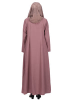 Being Muslims Sleek Abaya with Zipper and Pockets Burnish Brown