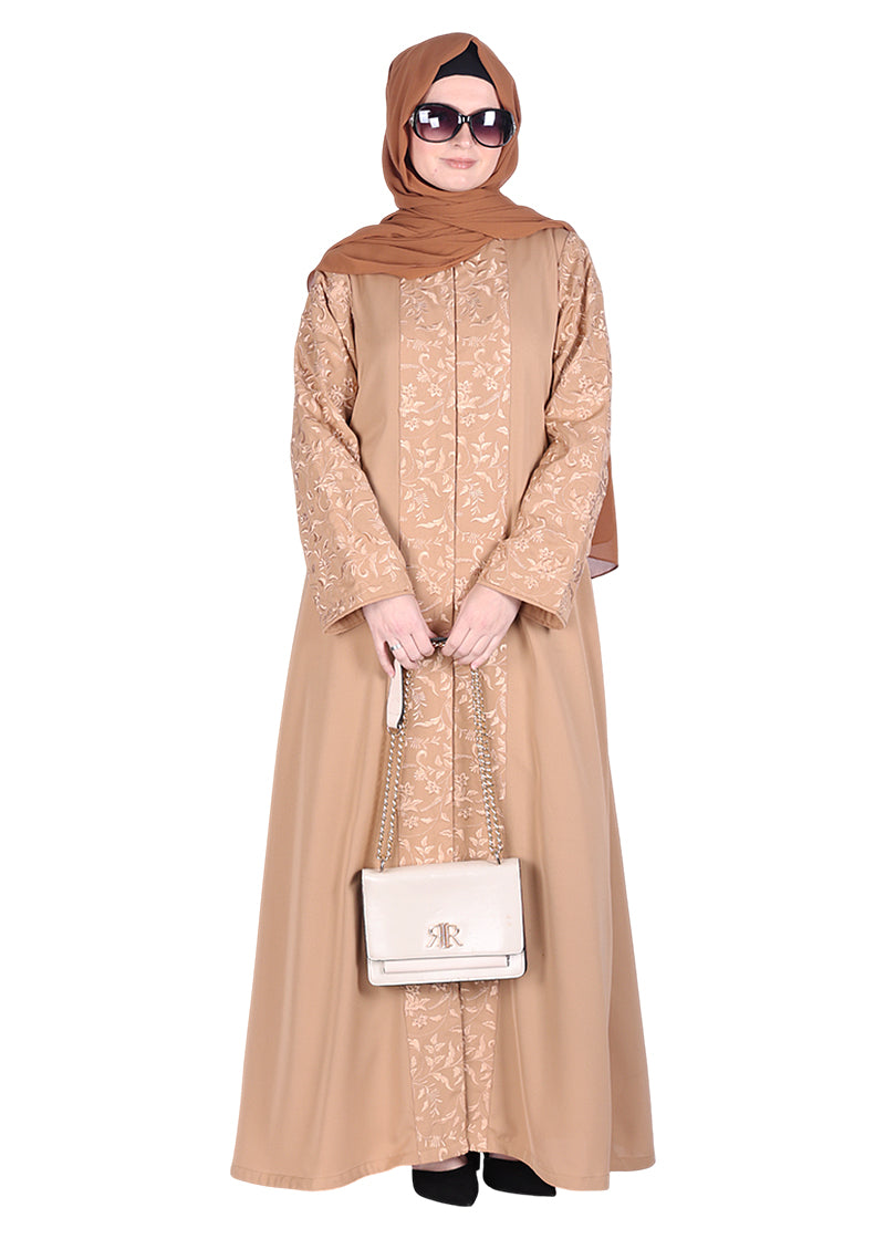 Being Muslims Abaya with Magnificent Rich Embroidery Beige