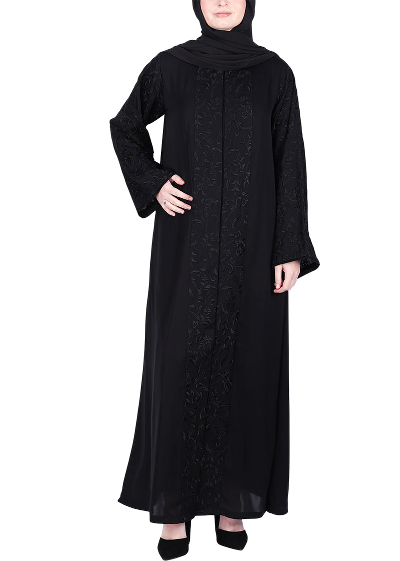Being Muslims Abaya with Magnificent Rich Embroidery Black