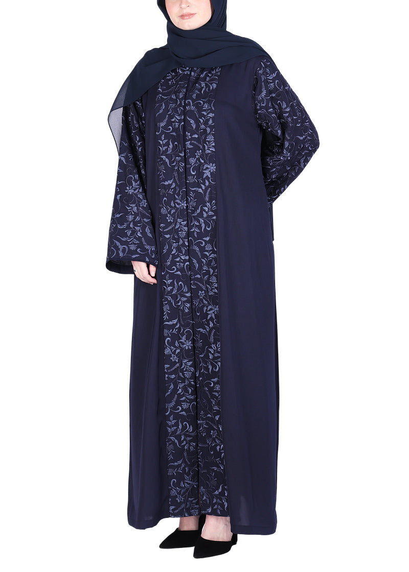 Being Muslims Abaya with Magnificent Rich Embroidery Navy Blue