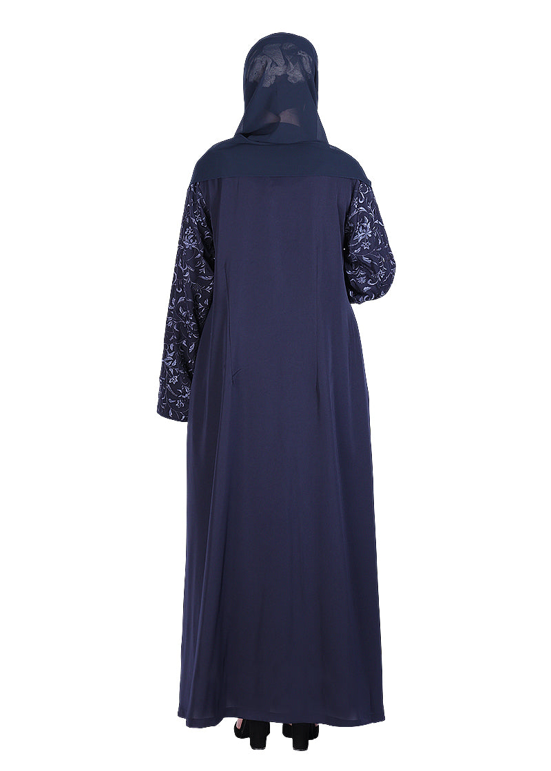 Being Muslims Abaya with Magnificent Rich Embroidery Navy Blue