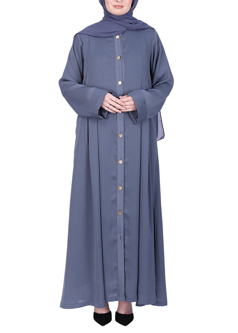 Being Muslims Simple n Stylish Front Open Abaya Light Grey