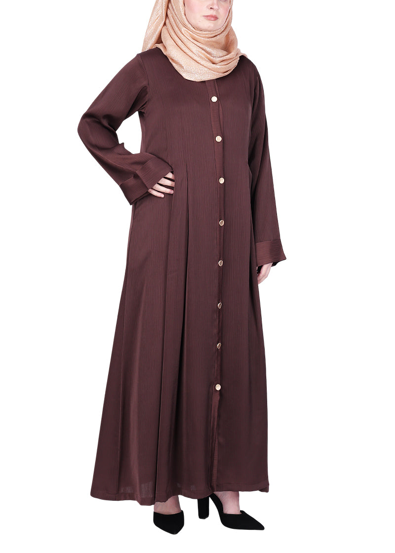 Being Muslims Simple n Stylish Front Open Abaya Brown