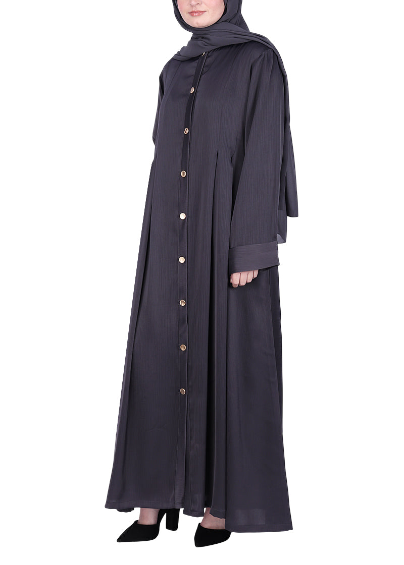 Being Muslims Simple n Stylish Front Open Abaya Dark Grey