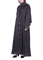 Being Muslims Simple n Stylish Front Open Abaya Dark Grey