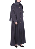 Being Muslims Simple n Stylish Front Open Abaya Dark Grey