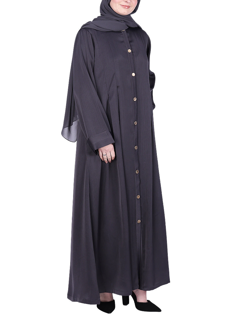 Being Muslims Simple n Stylish Front Open Abaya Dark Grey