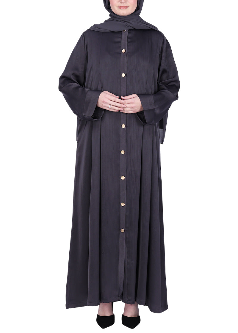Being Muslims Simple n Stylish Front Open Abaya Dark Grey