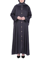 Being Muslims Simple n Stylish Front Open Abaya Dark Grey