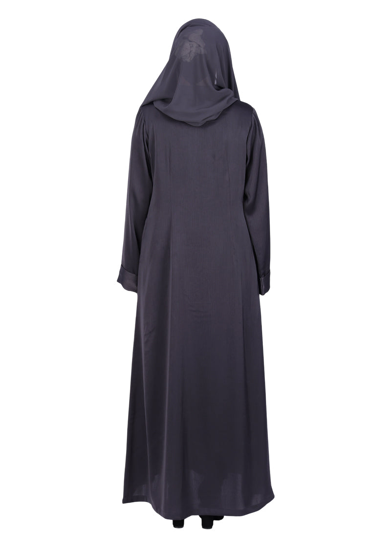 Being Muslims Simple n Stylish Front Open Abaya Dark Grey