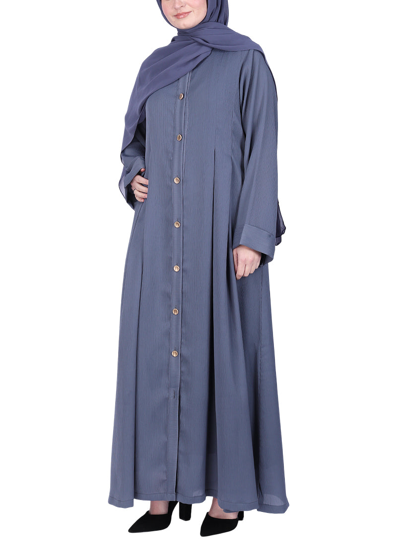 Being Muslims Simple n Stylish Front Open Abaya Light Grey