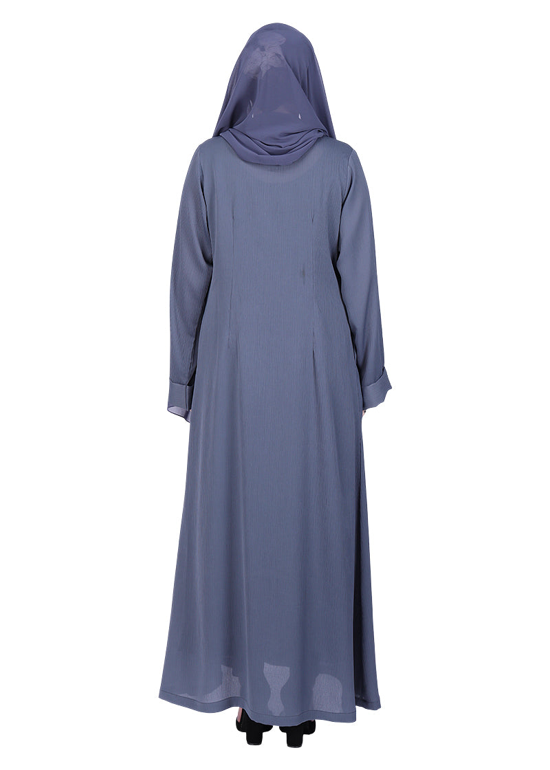 Being Muslims Simple n Stylish Front Open Abaya Light Grey