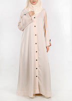 BeingMuslims Flowy Distinguished Abaya Beige