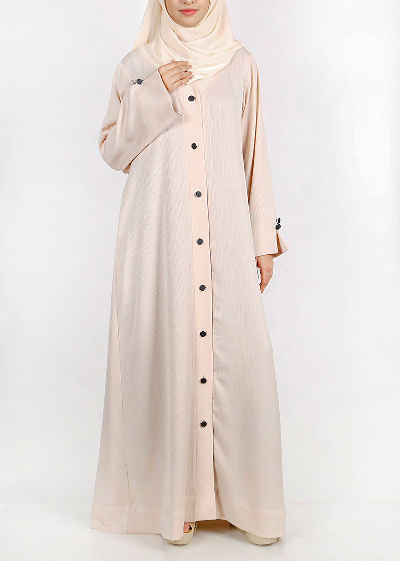 BeingMuslims Flowy Distinguished Abaya Beige